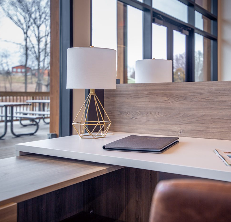 Desk with lamp